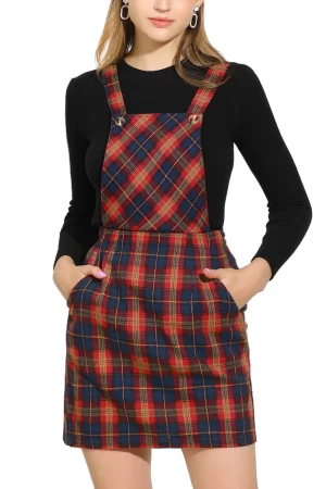 Vestido ALLEGRA K, con tirantes y ajustable a cuadros XL